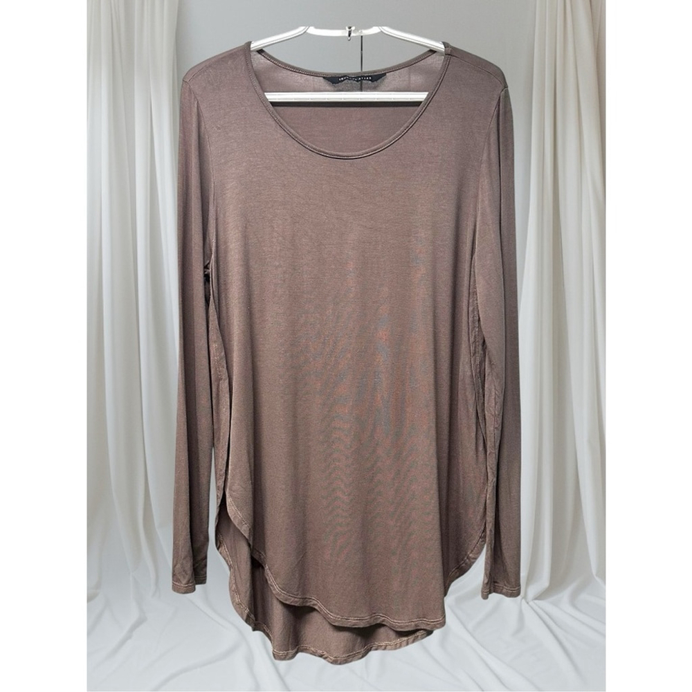 SEVEN SISTERS Modal Long Sleeve Side Slit Brown Top L